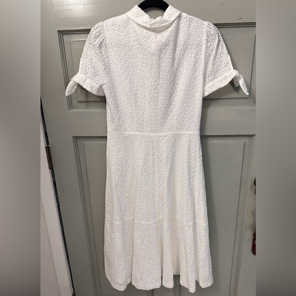 GAL MEETS GLAM 4 Judith white eyelet 100% cotton cottagecore side zip midi dress - Picture 3 of 16